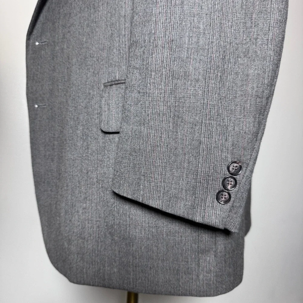 Etienne Caron 3 Piece Suit Mens 42R 39x28 Gray‎ Pinstripe Wool Vintage Formal